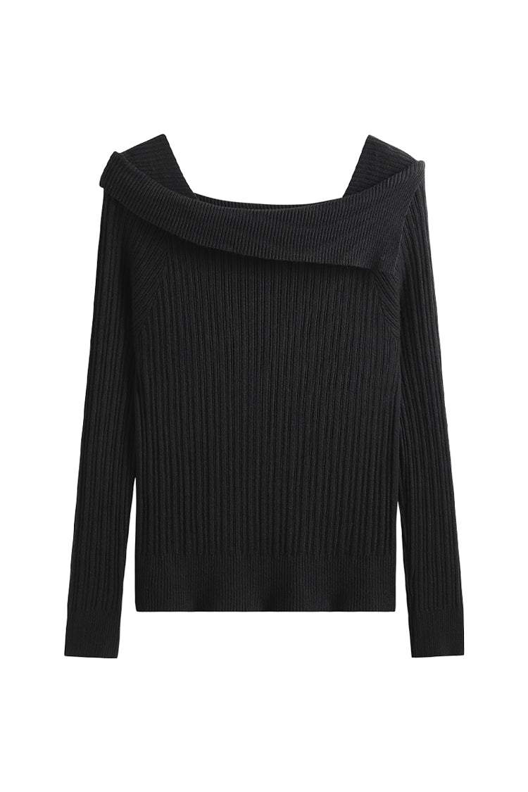 オフショルダーネックシンプルニットトップス　6色入 - liwisi