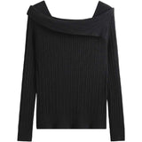 オフショルダーネックシンプルニットトップス　6色入 - liwisi