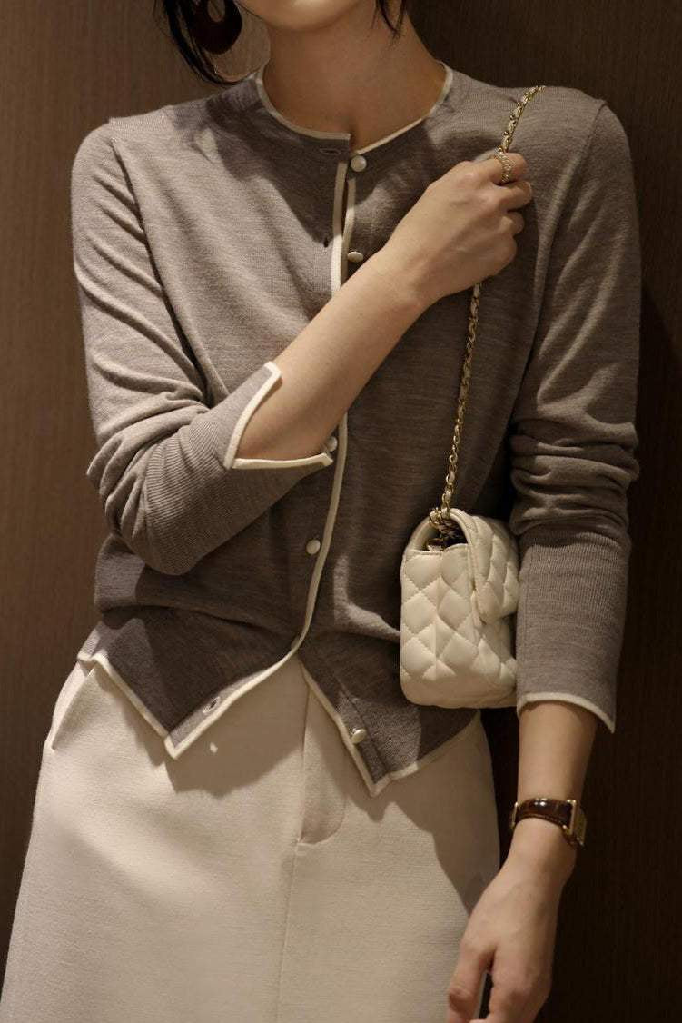 Round Neck Slit Knit Cardigan - 3 Colors Available - liwisi