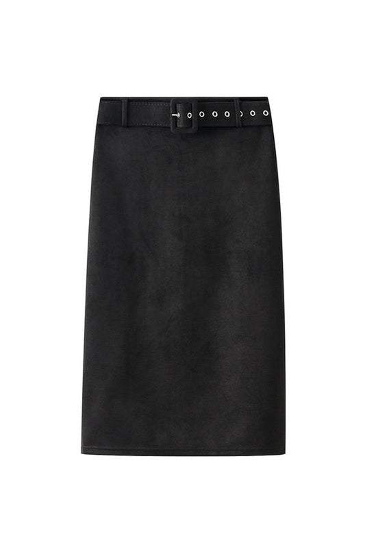 バックスリットロングベルテッドスカート　6色入 - liwisi