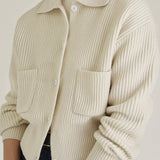 Warm Drop-Shoulder Lapel Cardigan