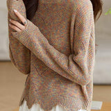 Fashionable Floral Hollow Out Knit Sweater