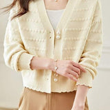 V-Neck Textured Knit Jacquard Cardigan