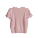 Round Neck Glitter Decor Double Sleeve Knit - 3 Colors Available