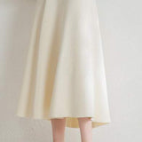 Knit A-Line Flare Long Floral Jacquard Skirt with Elastic Waist - 7 Colors Available