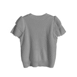 Round Neck Glitter Decor Double Sleeve Knit - 3 Colors Available