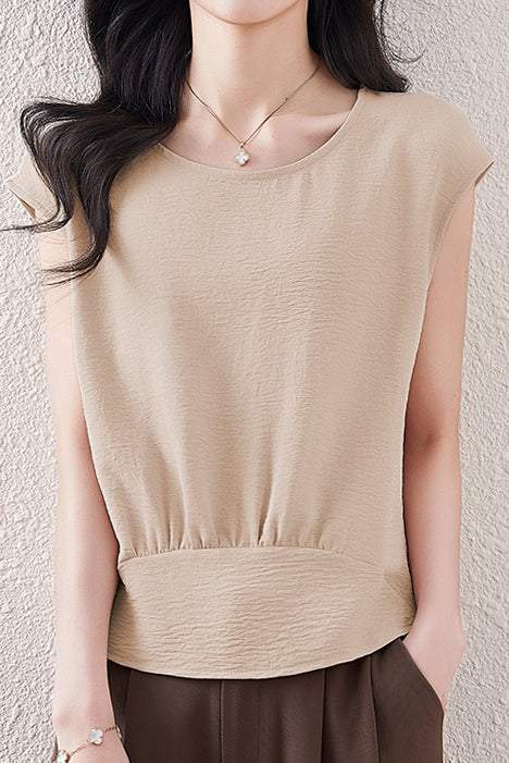 フレンチスリーブフロントギャザーブラウス　7色入 - liwisi