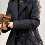 Lapel Collar Drawstring Jacket with Lining - 2 Colors Available
