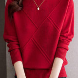 Bottle Neck Casual Jacquard Knit - 4 Colors Available