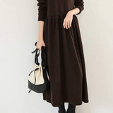 Round Neck Simple Long Maxi Flare Dress - 5 Colors Available