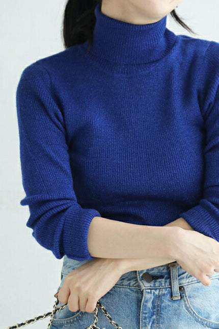 タートルネックシンプルニットトップス　3色入 - liwisi