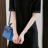 Round Neck Side Stitch Decor Flare Dress