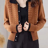 Shirt Collar Jacquard Knit Cardigan - 2 Colors Available