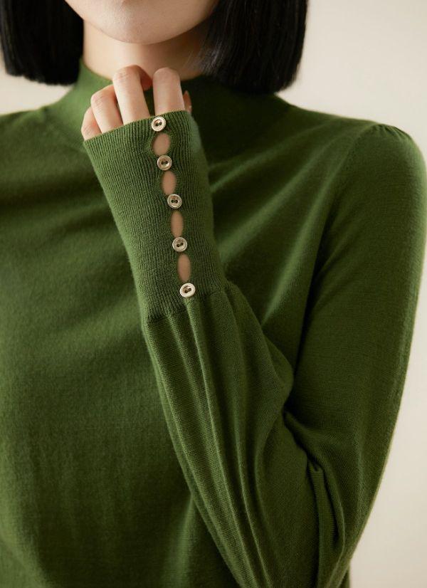 Solid - color casual knitted sweater - liwisi