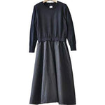 ニットドッキング異色ロングフレアワンピース　6色入 - liwisi