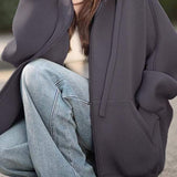 Two-Piece Set: Casual Hooded Zip-Up Jacket + Casual Side Pocket Skirt - 2 Colors Available