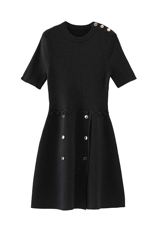 スカラップヘムフロントスリットニットワンピース　2色入 - liwisi