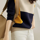Round Neck Drop Shoulder Bi-Color Sweatshirt