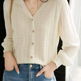 Chanel-Inspired V-Neck Decor Button Knit