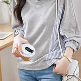 Casual Patchwork Striped Sweatshirt