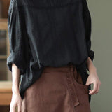 Pintuck Cape Shoulder Jacquard Blouse - 2 Colors Available