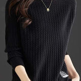 Long Sleeve Twisted Knit Round Neck - 2 Colors Available