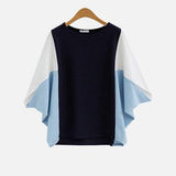 ラウンドネックドルマンスリーブ配色Tシャツ　3色入 - liwisi