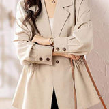 Notch Lapel Collar Drop Shoulder Jacket - 2 Colors Available