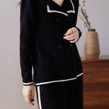 Knitted cardigan color-blocking set