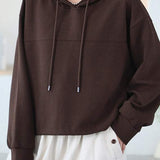 Drawstring Hem Drop Shoulder Hoodie - 4 Colors Available