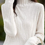 Simple Plain Long Sleeve Round Neck Ruffled Inner Knit - 8 Colors Available