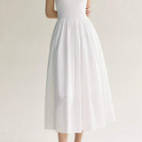 Round Neck Docking Maxi Tank Dress with Lining - 3 Colors Available