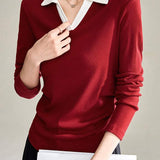 Johnny Collar Simple Design Long Sleeve Knit - 4 Colors Available