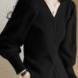 Simple Solid V-Neck Sweater
