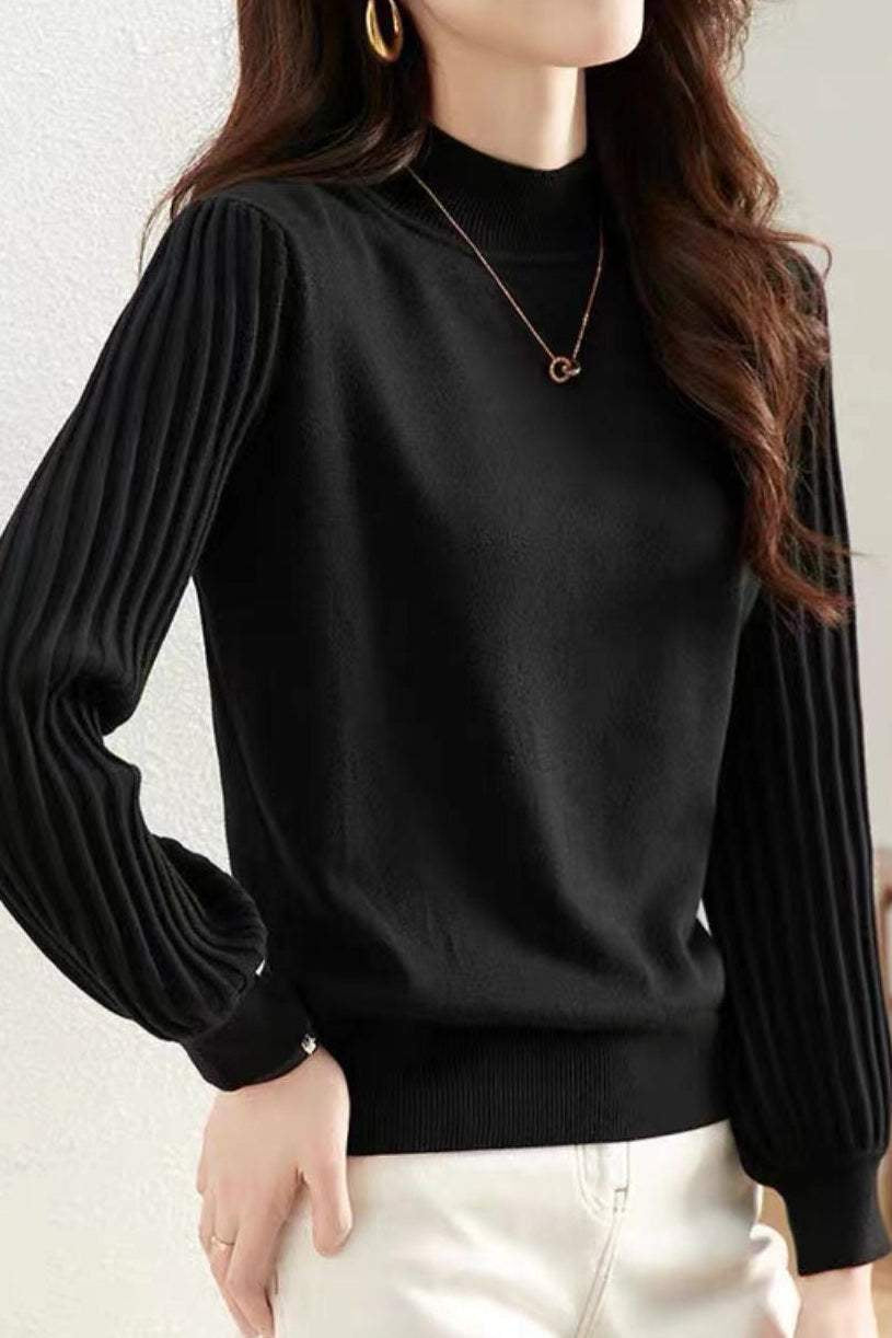 Collared Turtle Neck Long Sleeve Knitted Wide Silhouette Sweater - 4 Colors Available - liwisi