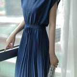 Key Neck Ombre Pleated Dress with Lining - 3 Colors Available - liwisi