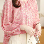 Casual Floral Lantern Sleeve Shirt - liwisi