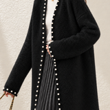 Elegant Graceful V‑Neck Pearl Button Long Sleeve Knit Cardigan