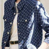 Casual Versatile Printed Denim Jacket