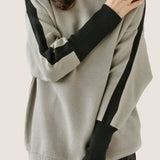 Casual Minimalist Pullover High-Neck Color-Block Sweater