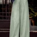 Casual Textured Drawstring Wide-Leg Pants - liwisi