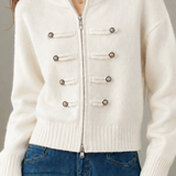 Casual Commuter Half‑High Lapel Zipper Placket Knit Cardigan
