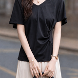 Elegant Irregular Split Short Sleeve T-shirt