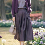 Casual Knit Cardigan, Shirt & Skirt Three-Piece Set - liwisi