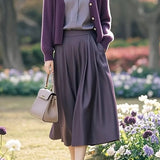Casual Knit Cardigan, Shirt & Skirt Three-Piece Set - liwisi