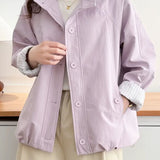 Casual Striped Spliced Drawstring Jacket