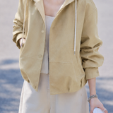 Casual Fake Two-Piece Hooded Snap Button Jacket