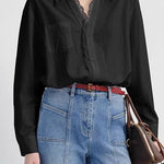 Early Autumn French-Style Lace-Trimmed Long-Sleeve Shirt - liwisi