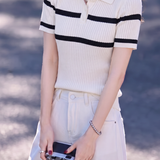 Casual Contrast Striped Knit Top