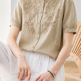 Artistic Commuter Embroidered Seven-point Sleeve Blouse